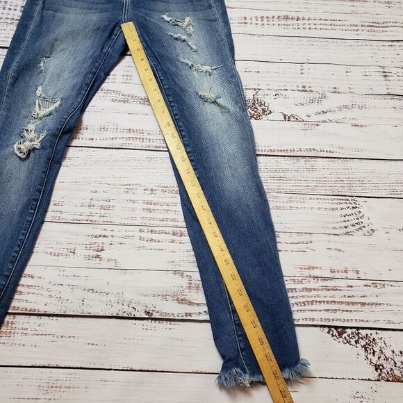 Bridge by Gly jeans - Curvy High Rise Ankle distressed skinny jeans raw hem - Picture 9 of 13